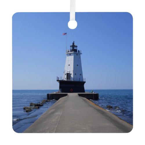 North Pierhead Lighthouse, Ludington, MI  Metal Ornament