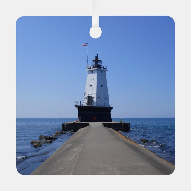 North Pierhead Lighthouse, Ludington, MI  Metal Ornament (Front)