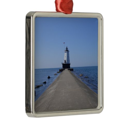 North Pierhead Lighthouse, Ludington, MI  Metal Ornament