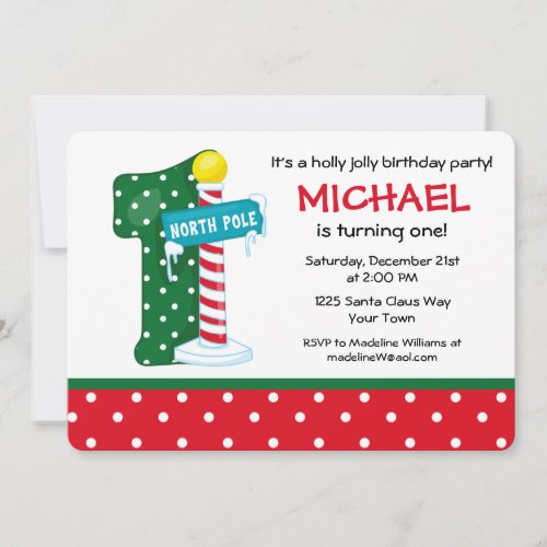 North Pole 1st Birthday Invitation