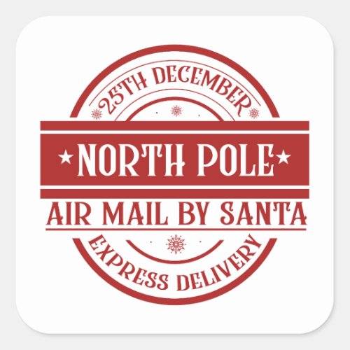 North pole air mail by Santa Square Sticker