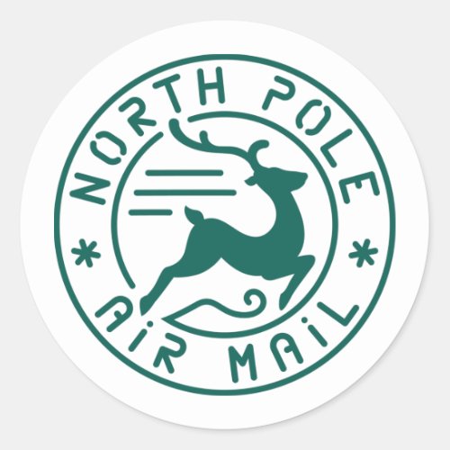North Pole Air Mail Classic Round Sticker