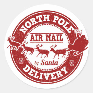 North Pole Air Mail Delivery Classic Round Sticker