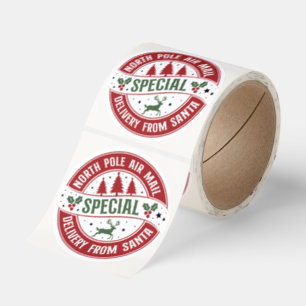 North Pole Air Mail Special Delivery Classic Round Sticker
