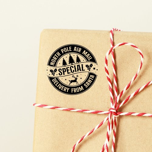 North Pole Air Mail Special Delivery Rubber Stamp