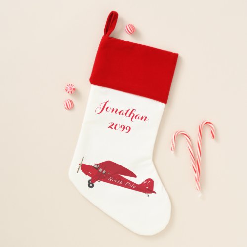  North Pole Airplane Christmas Stocking