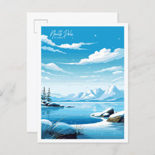 North Pole Alaska vintage travel illustration Postcard