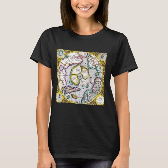 North Pole Arctic Map Gerardus Mercator Old Maps G T-Shirt (Front)