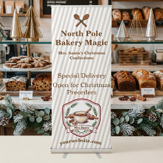 North Pole Bakery Mrs Santa Special Delivery Order Retractable Banner