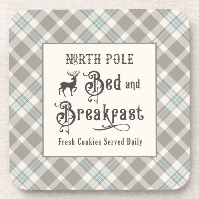 North Pole Bed and Breakfast Farmhouse Christmas Beverage Coaster (Front)