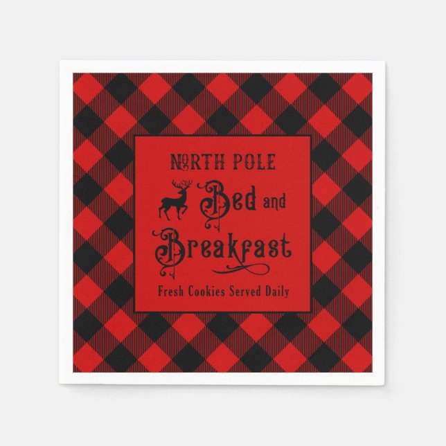 North Pole Bed and Breakfast Farmhouse Christmas Napkins (Front)