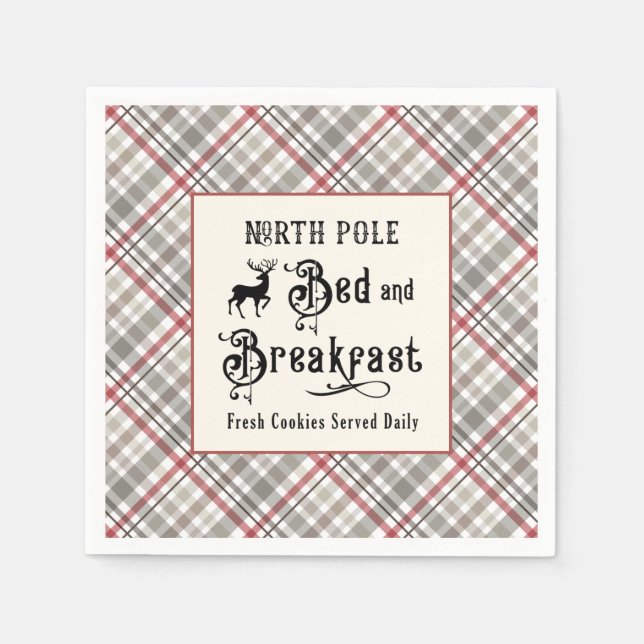 North Pole Bed and Breakfast Farmhouse Christmas Napkins (Front)