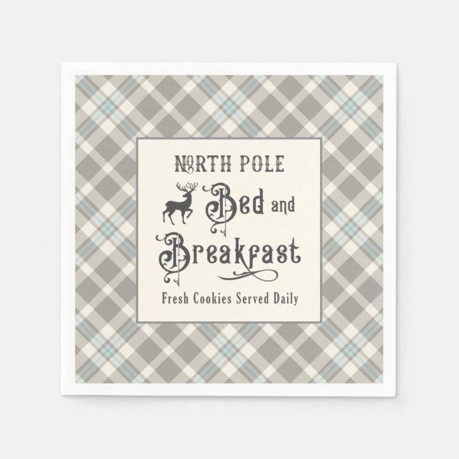 North Pole Bed and Breakfast Farmhouse Christmas Napkins (Front)