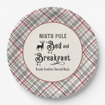 North Pole Bed And Breakfast Farmhouse Christmas Paper Plates by DP_Holidays at Zazzle