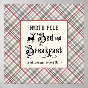 North Pole Bed and Breakfast Farmhouse Christmas Poster
