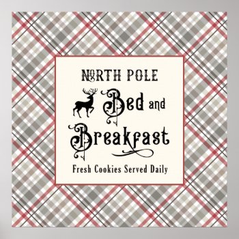 North Pole Bed And Breakfast Farmhouse Christmas Poster by DP_Holidays at Zazzle