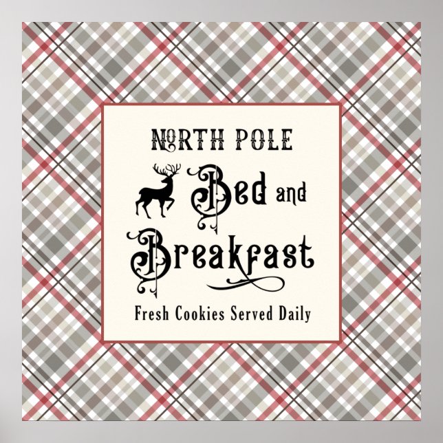 North Pole Bed and Breakfast Farmhouse Christmas Poster (Front)