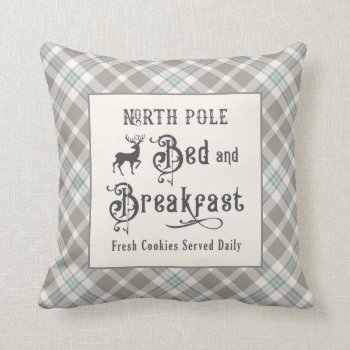 North Pole Bed And Breakfast Farmhouse Christmas Throw Pillow by DP_Holidays at Zazzle