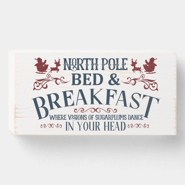 North Pole Bed & Breakfast Wooden Box Sign (Front Horizontal)