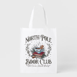 North Pole Book Club Christmas Grocery Bag