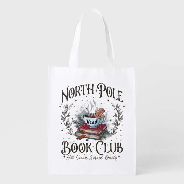  North Pole Book Club Christmas  Grocery Bag (Front)