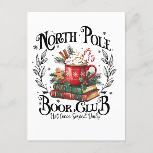 North Pole Book Club Hot Cocoa Christmas  Announcement Postcard