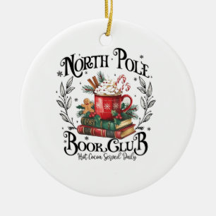 North Pole Book Club Hot Cocoa Christmas  Ceramic Ornament