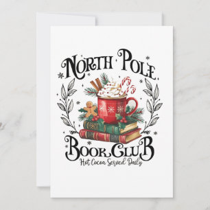 North Pole Book Club Hot Cocoa Christmas  Holiday Card