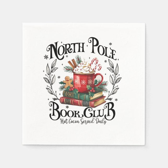 North Pole Book Club Hot Cocoa Christmas  Napkins (Front)