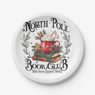North Pole Book Club Hot Cocoa Christmas Paper Plates