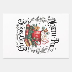 North Pole Book Club Hot Cocoa Christmas Wrapping Paper Sheets