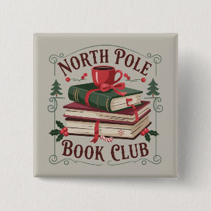 North Pole Book Club Librarian Bookish Reading Button