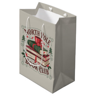North Pole Book Club Librarian Bookish Reading Medium Gift Bag