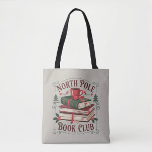 North Pole Book Club Librarian Bookish Reading Tote Bag
