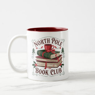 North Pole Book Club Librarian Bookish Reading Two-Tone Coffee Mug