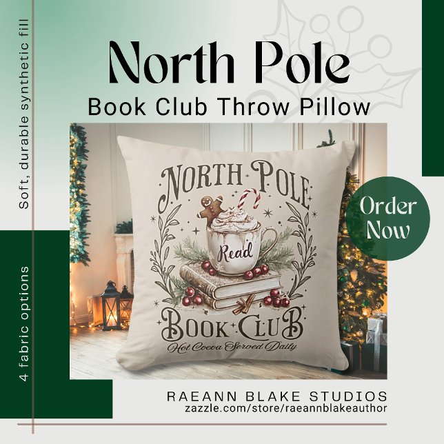 North Pole Book Club Throw Pillow (Creator Uploaded)