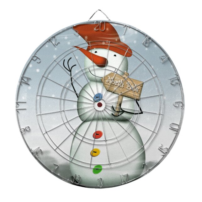 North Pole Bound Snowman Dartboard With Darts (Front)