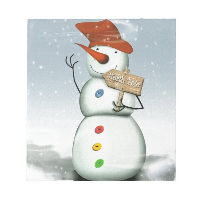North Pole Bound Snowman Notepad (Front)