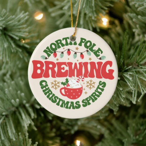 North Pole Brewing Christmas Spirits Coffee  Ceram Ceramic Ornament