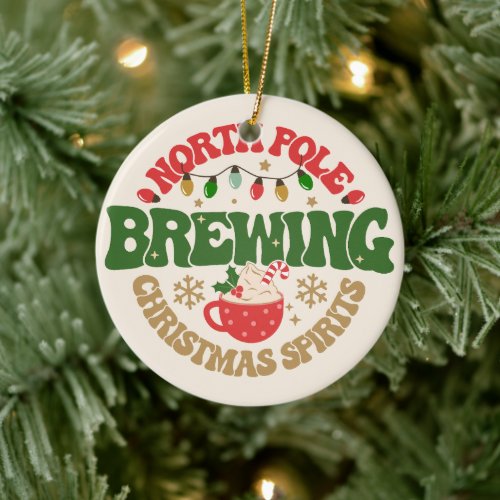 North Pole Brewing Christmas Spirits Coffee  Ceramic Ornament