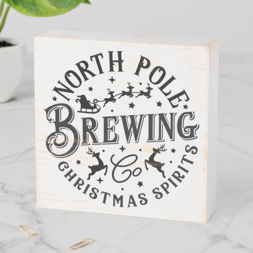North Pole Brewing Christmas Spirits Coffee Wooden Wooden Box Sign