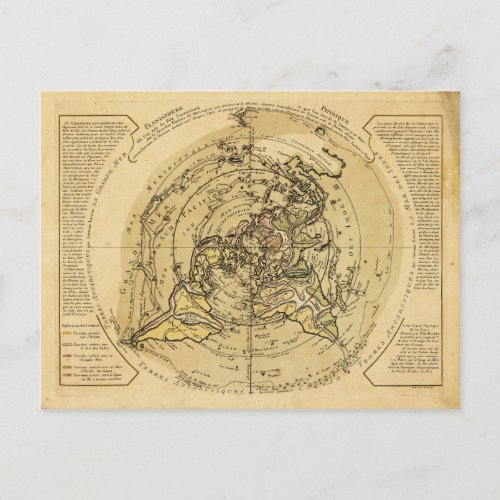 North Pole Centered World Map 1756 Postcard