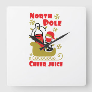 North Pole Cheer juice Square Wall Clock