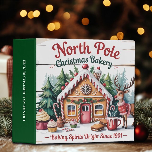 North Pole Christmas Bakery Add Name 3 Ring Binder (Creator Uploaded)