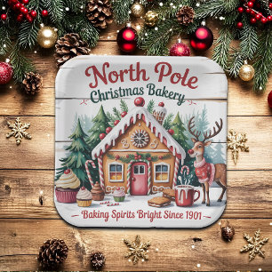 North Pole Christmas Bakery Paper Plates