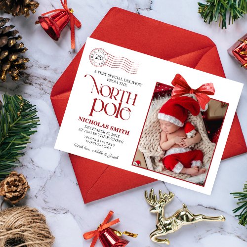 North Pole Christmas Birth Announcement