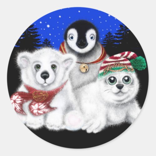 North Pole Christmas polar bear Penguin seal pup
