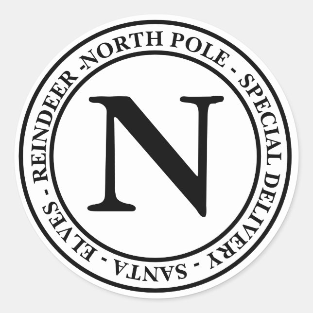 North Pole Christmas Special Delivery White Classic Round Sticker (Front)