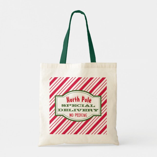 North Pole Christmas Tote Gift Bag (Back)
