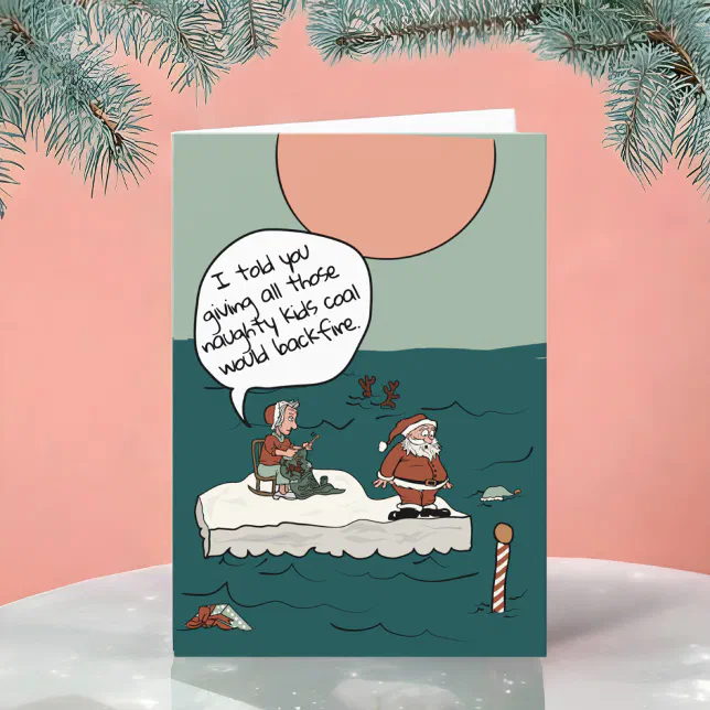 North Pole Climate Crisis Funny Christmas Card | Zazzle